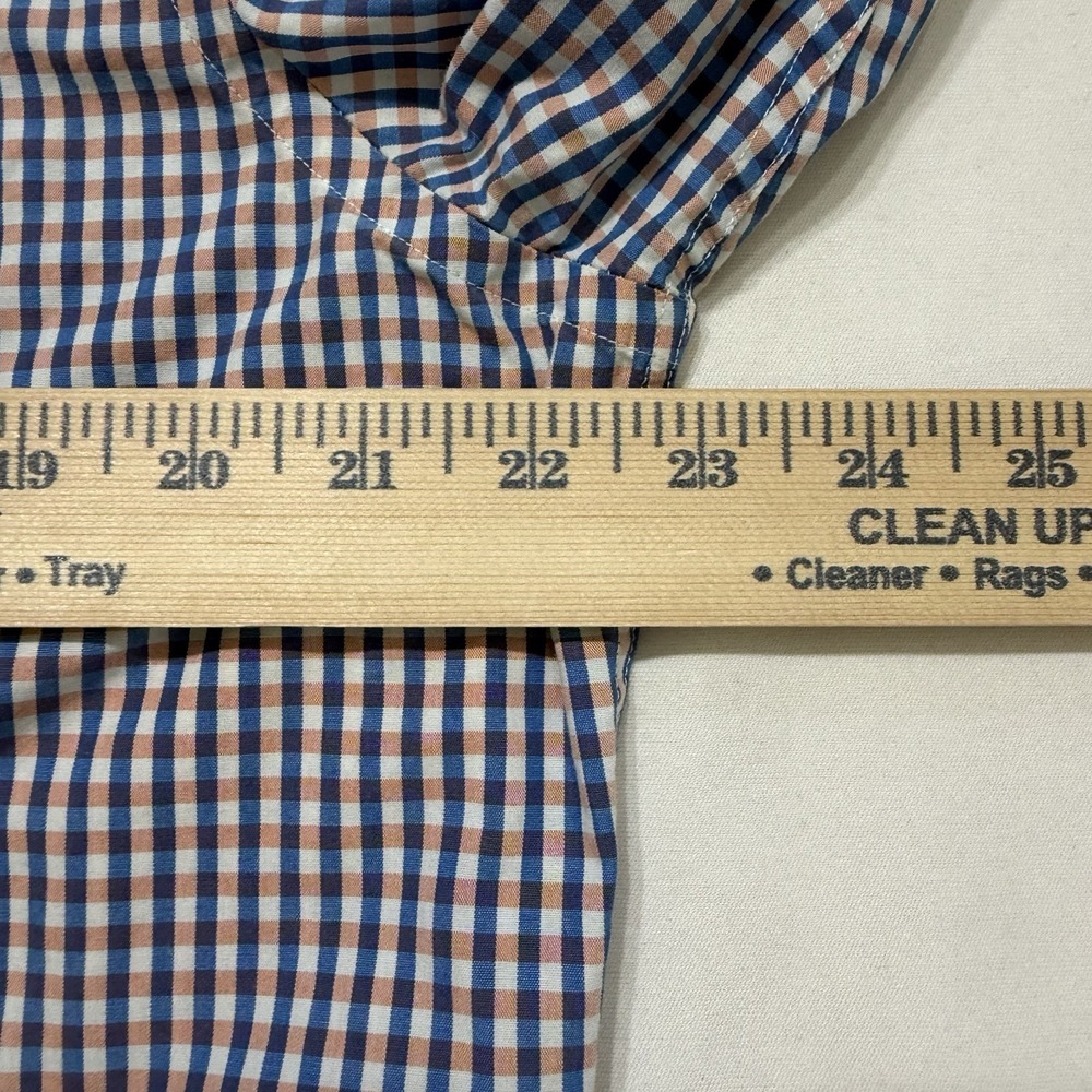 Banana Republic Non Iron Slim Fit Check Dress Shirt Mens Large Blue Orange - Picture 6 of 12